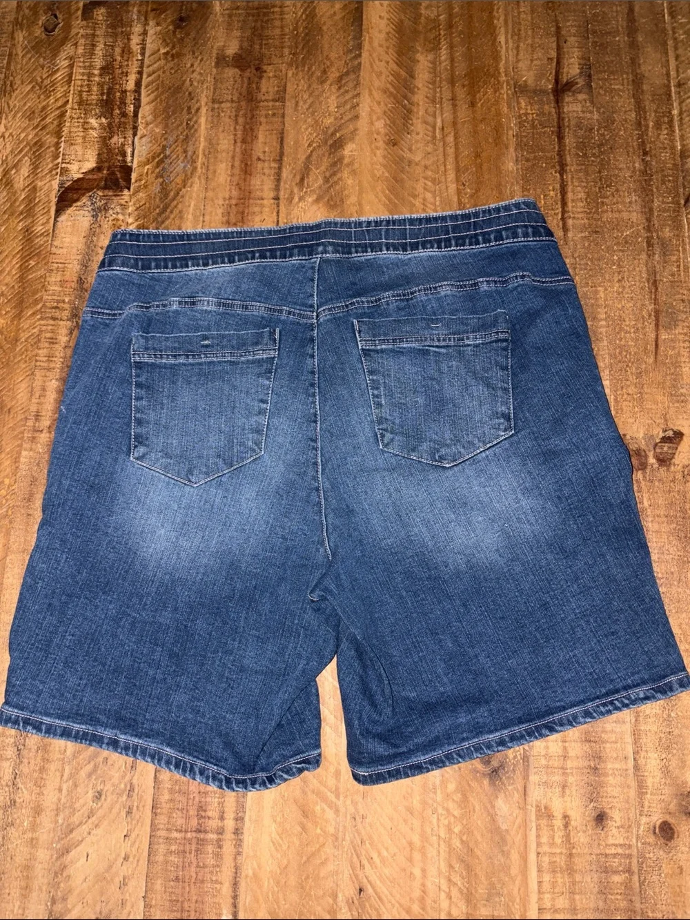 Democracy Faded Blue Drawstring Denim Shorts